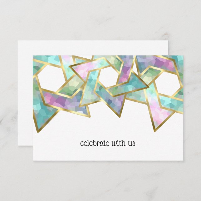 Convite Placa RSVP Pastel Star de David (Frente/Verso)