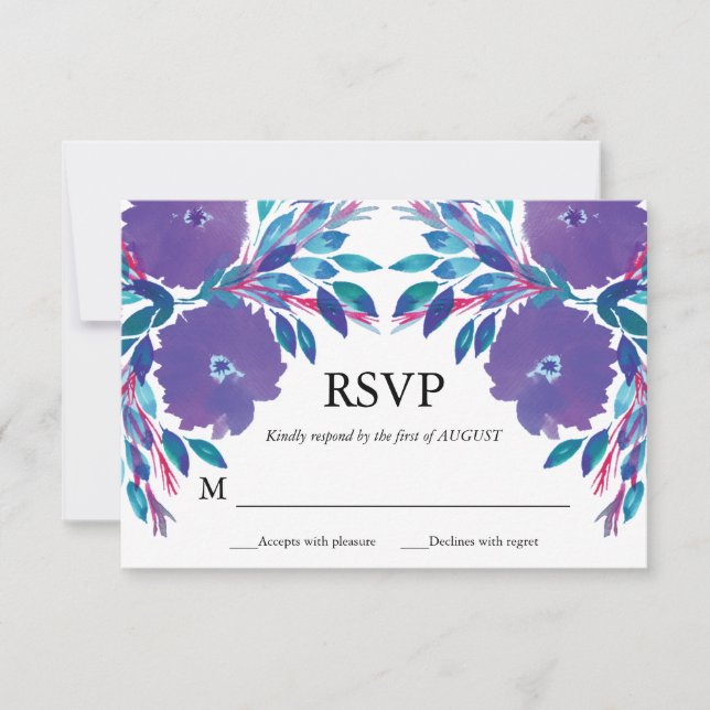 Convite Placa RSVP Pintada Pelas Flores (Frente)