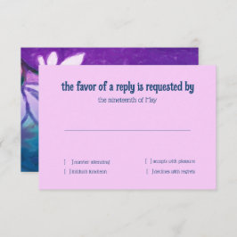 Convite Placa RSVP Placa Purple Teal Azul Cor Floral Rosa