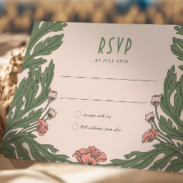 Convite Placa RSVP Rosa Vintage Art Nouveau