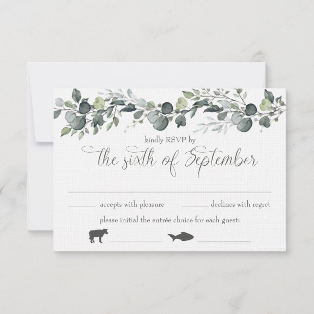 Convite Placa RSVP Samantha & Michael com opções de refeiç (Frente)