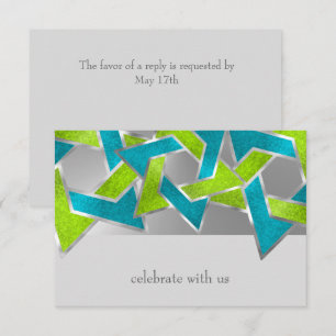 Convite Placa RSVP Turquoise Star de David Any Color