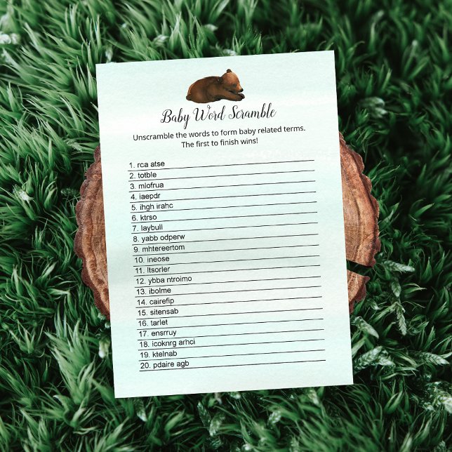 Convite Placa Scramble do Baby Word Bears (Criador carregado)