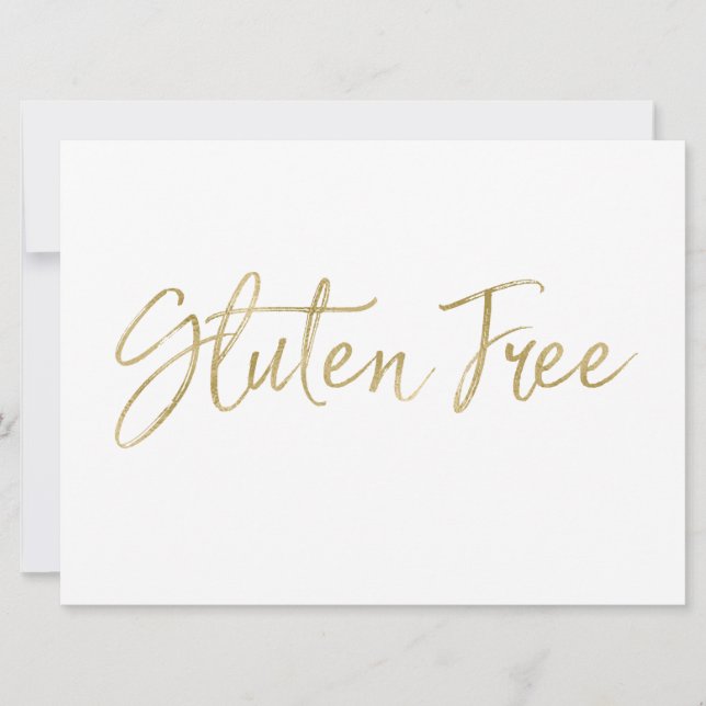 Convite Placa "Sem Glúten" | Letra Dourada Estilosa à Mão (Frente)