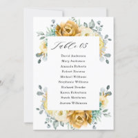 Placa Sentada de Casamento Floral Amarelo-Mostarda