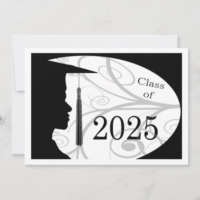 Convite Placa Silhouette 2025 de Homem Branco e Negro (Frente)