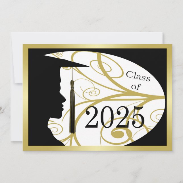 Convite Placa Silhouette 2025 Dourada e Black Man (Frente)