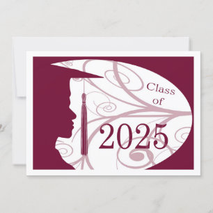 Convite Placa Silhouette 2025 White and Burgundy Man