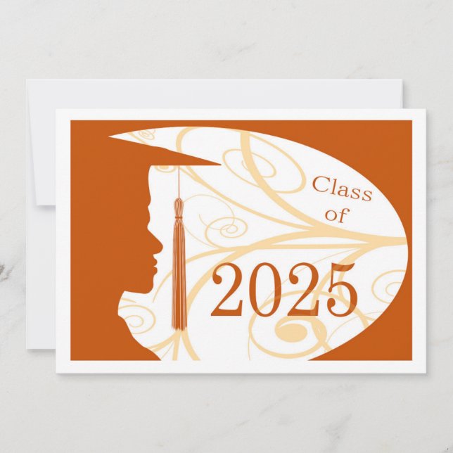 Convite Placa Silhouette 2025 White e Orange Man (Frente)
