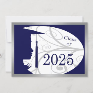 Convite Placa Silhouette Azul e Prateada 2025