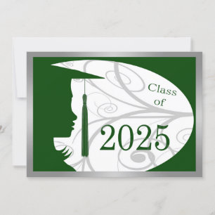 Convite Placa Silhouette Verde e Silver 2025