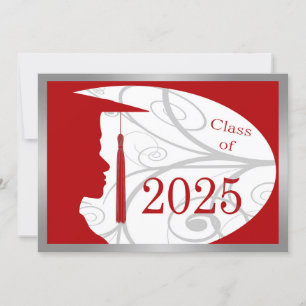Convite Placa Silver and Red Man Silhouette 2025