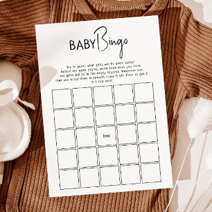 Convite Placa Simples de Bingo de Bebê de Chá de fraldas N