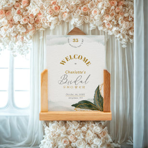 Convite Placa Tabletop de Boas-vindas do Elegante Dourado 