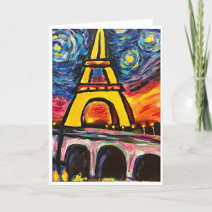 Convite Placa Torre de Starry Night Eiffel<Blank Inside>