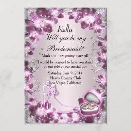 Convite Placa Trendy Purple Chic Choral Bridesmaid