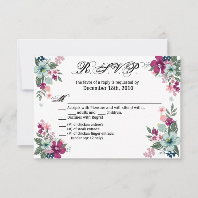 Convite Placa Tropical 5x3.5 R.S.V.P. em Branco (Frente)