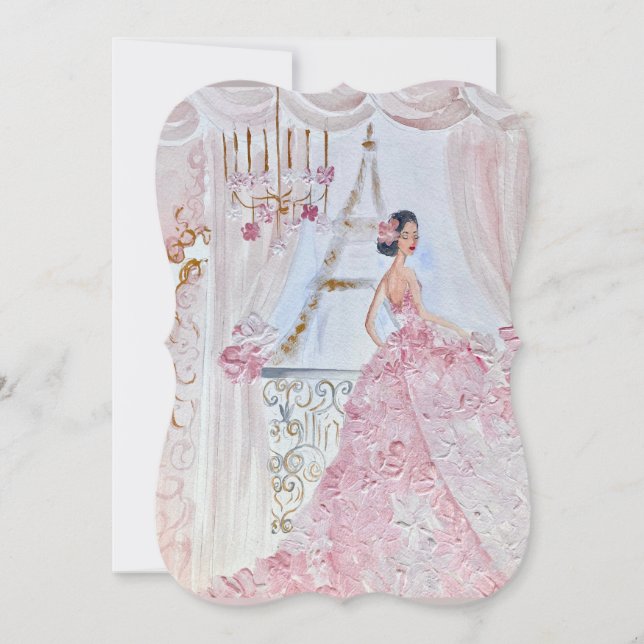 Convite Placa Vintage Princess Fleur Bella Rosa 1 (Frente)