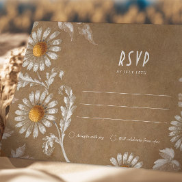 Convite Placa Vintage RSVP com Filigree Daisy Motif