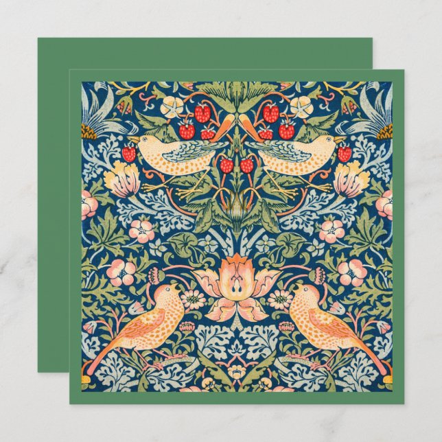 CONVITE PLACA: WILLIAM MORRIS : STRAWBERRY ALTURA EM (Frente/Verso)