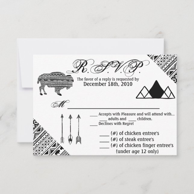 Convite Placa XMAS Boho Buffalo - 5x3.5 R.S.V.P. Patente T (Frente)