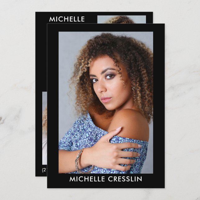 Convite Placa Zed Comp Comp de Foto do Ator 3 5x7 Blk (Frente/Verso)