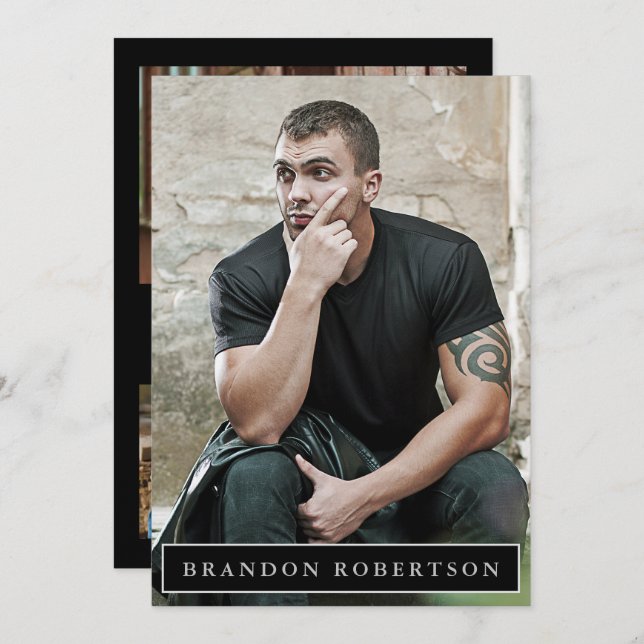 Convite Placa Zed Comp Modelo Ator 5x7 | 2 Foto Do Lado 5 (Frente/Verso)