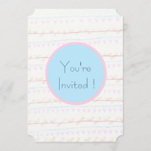 Convite Placas de Bilhete com Faixa Floral Suave