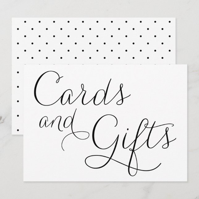 Convite Placas de casamento de escrita delicada preta e pr (Frente/Verso)