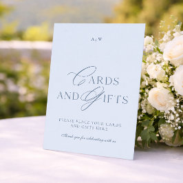 Convite Placas de Casamento Elegantes em Azul Poeirento pa