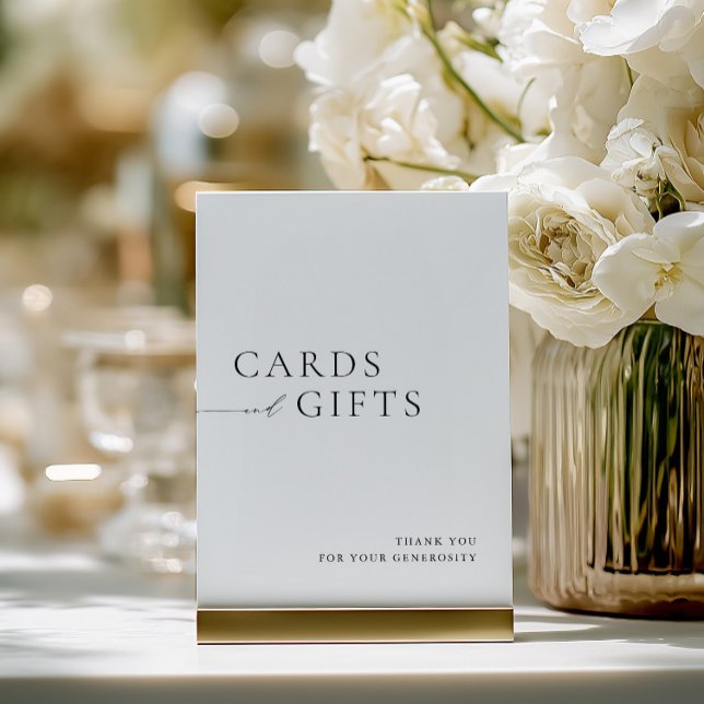 Convite Placas de Casamento Simples em Preto e Branco para (Simple Black & White Cards & Gifts Wedding Sign)