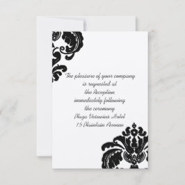 Convite Placas de gabinete do Casamento tema damasco preto