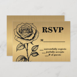Convite Placas de gabinete RSVP de Rosa preto Dourado clás