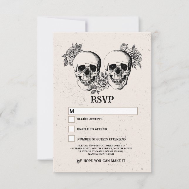 Convite Placas de Halloween Rustic RSVP de Casamento (Frente)