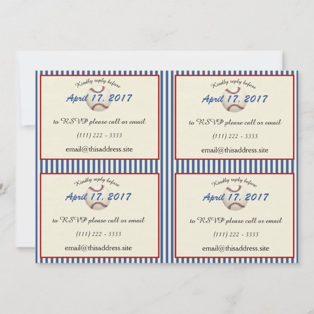 Convite Placas de informação do baseball DIY (Frente)