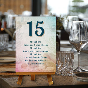 Convite Placas de Lista de Convidados com Número de Tabela