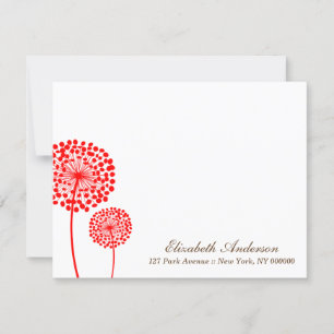 Convite Placas de Nota Simples Red Dandelions