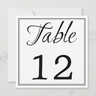 Convite Placas de Número de Tabela de Script Preto e Bran