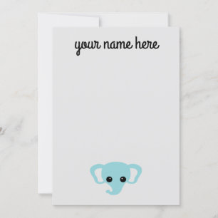 Convite Placas de Papel Personalizadas para Crianças Elefa