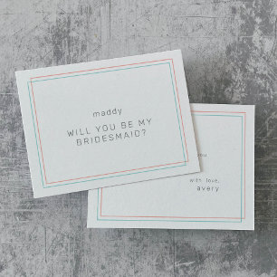 Convite Placas de Proposta AVERY Coral e Teal Bridesmaid