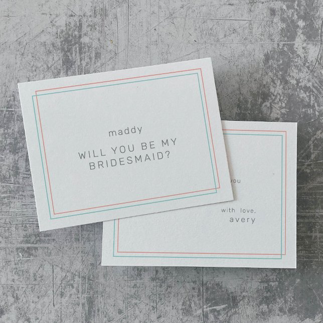 Convite Placas de Proposta AVERY Coral e Teal Bridesmaid (AVERY Coral and Teal Bridesmaid Proposal Cards)