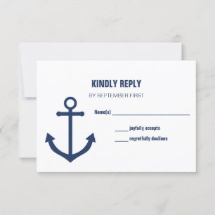 Convite Placas de resposta RSVP de ancoragem de Marinho n