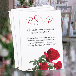 Convite Placas de resposta RSVP Online do Rosa vermelha We