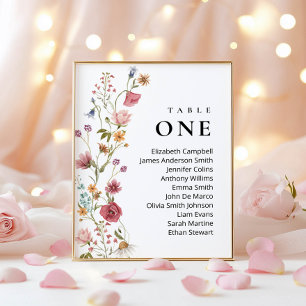 Convite Placas de Sinalização de Casamento Floral Moderno