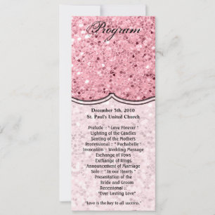 Convite Placas do Programa 4x9.25 Rosa com brilho Dourado