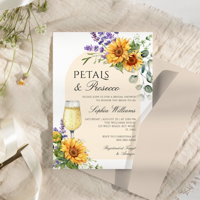 Convite Placas e Chá de panela Prosecco de Arcos Sunflower (Criador carregado)