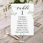 Convite Placas Gráficas com Curso Verde para Caligrafia Ne<br><div class="desc">A caligrafia preta invertida escrevendo o papel branco nítido com gráficos verdes de eucalipto para oito placas de mesa de convidados.</div>