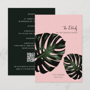 Convite Placas modernas de gabinete de casamento tropical