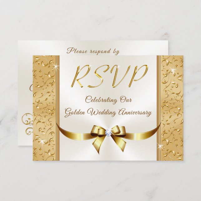 Convite Placas RSVP de 50 anos de Casamento Personalizávei (Frente/Verso)