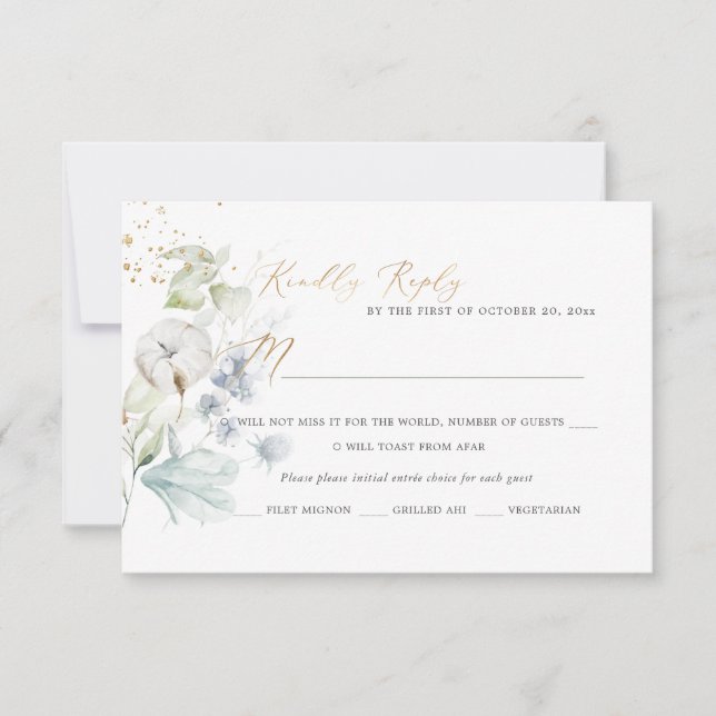 Convite Placas RSVP de Algodão Azul Dusty H2 PixDezines (Frente)